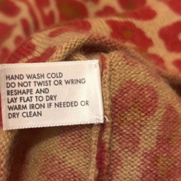 White + Warren Cashmere Sweater Animal Print Tan Red Women Size S - SEE DETAILS - Picture 8 of 9